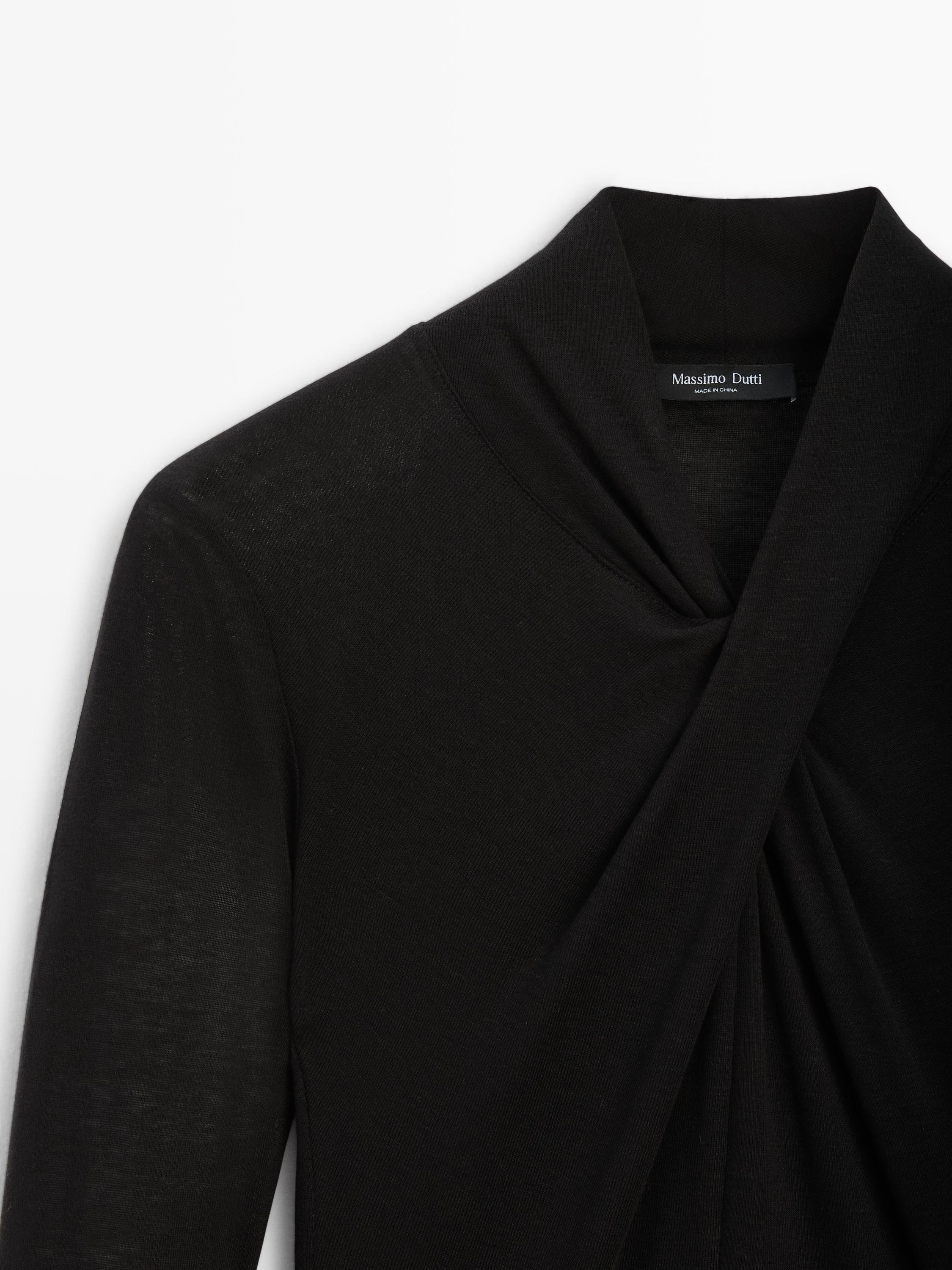 Top cache-cœur en lyocell et laine